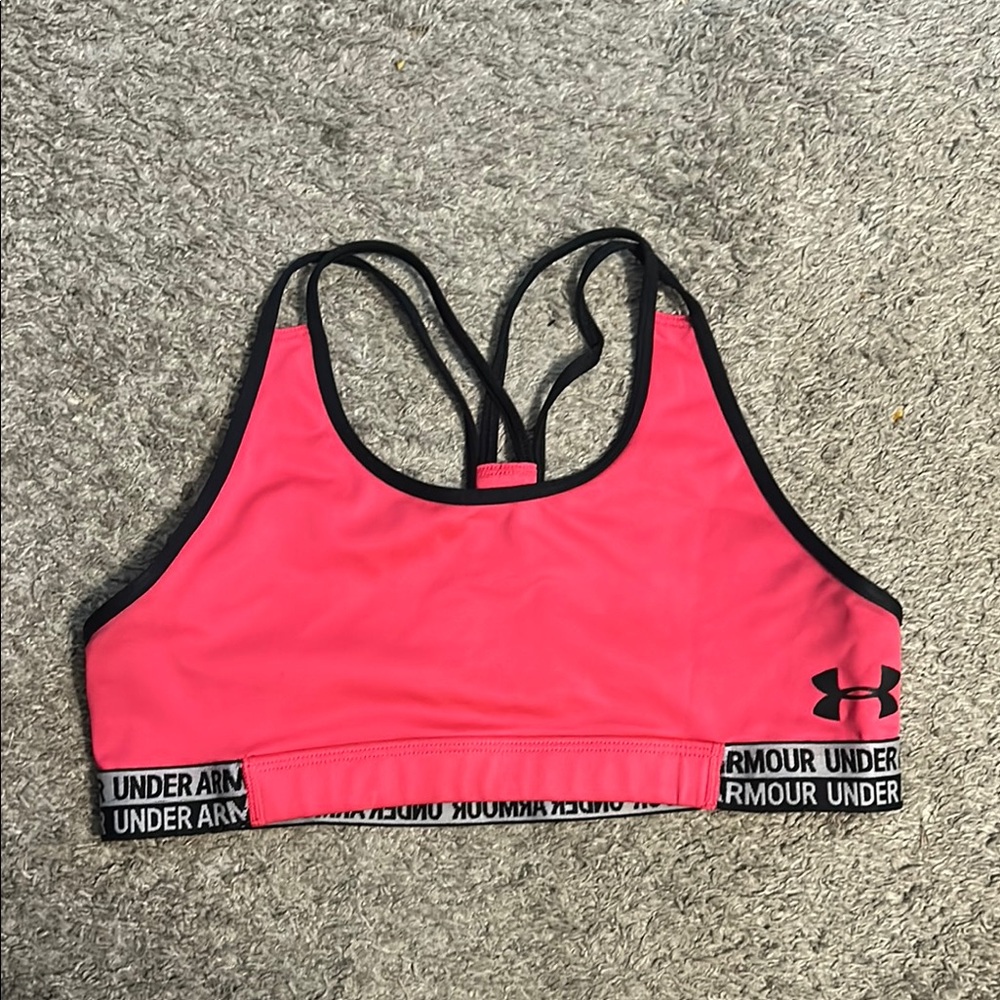 Under Armour Pink and Black Sports Bra Medium Support